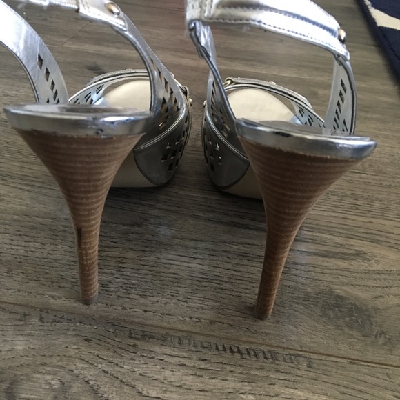 Guess Silver Leather Platform Heels - Picture 3 of 7